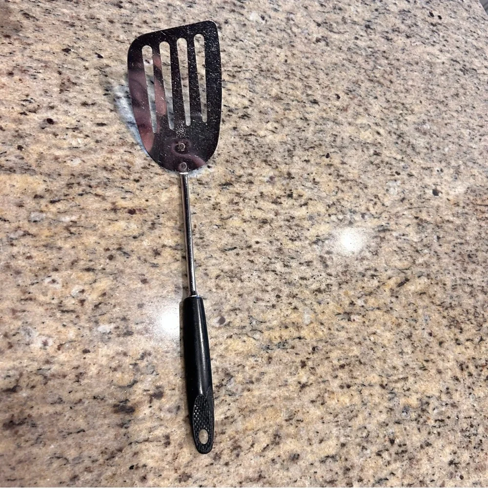 Vintage EKCO 13.5”‎ Slotted Spatula Chromium Plated USA w/ Nylon Handle
